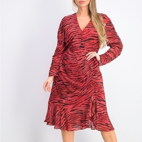 RACHEL Rachel Roy Dresses & Skirts - Rachel Roy Women Anja Crossover Cascading Ruffle Red Dress, Size 12